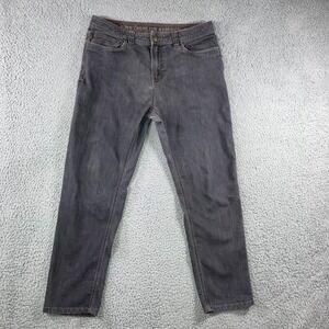 prAna Jeans Men 34x27 Slim Straight Leg Gray Denim Pants Outdoor Hiking